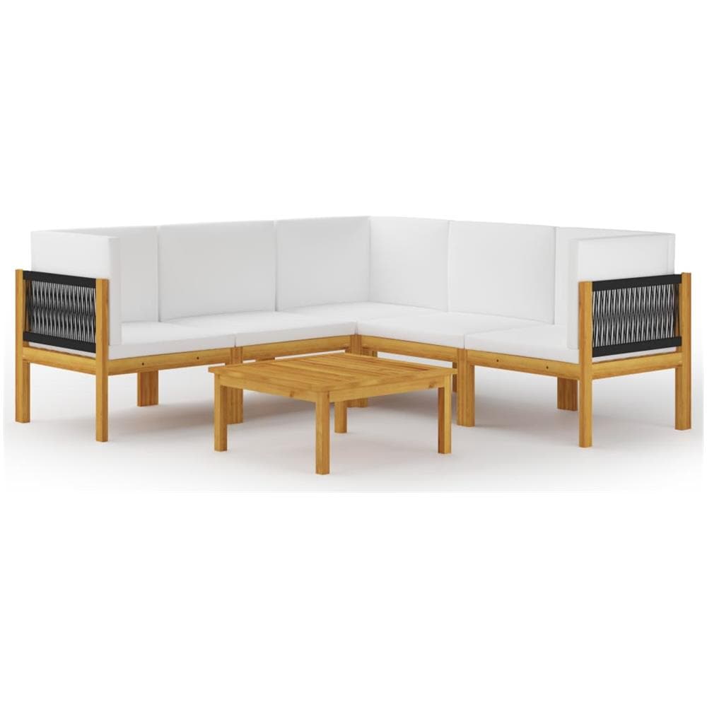 Set Divani Da Giardino 6 Pz Con Cuscini Crema Massello Acacia - Foto 1