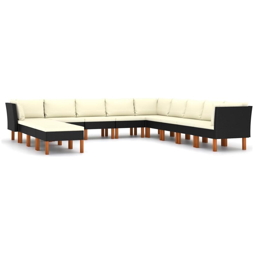 Set Divani Da Giardino 12 Pz Con Cuscini In Polyrattan Nero - Foto 1