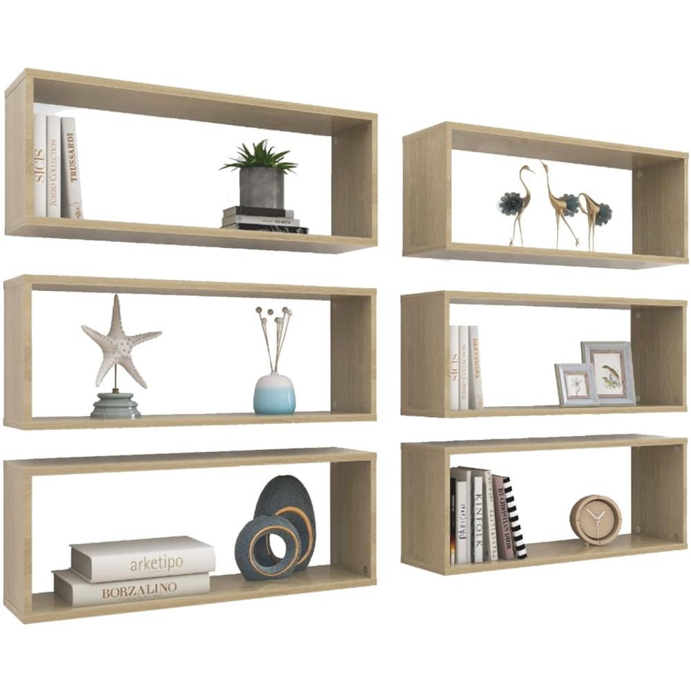 Mensole Parete a Cubo 6pz Rovere Sonoma 60x15x23 cm Multistrato - Foto 3