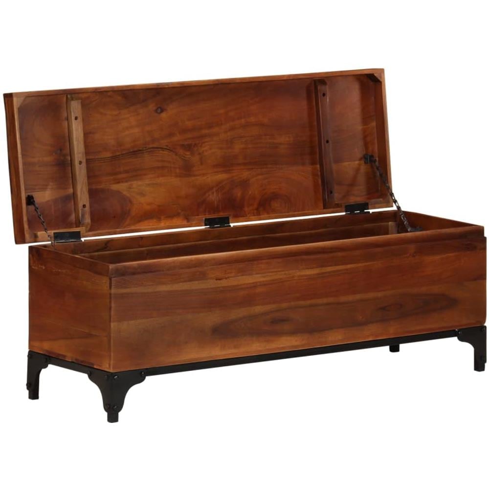 Baule 110x35x41 Cm In Legno Massello Di Acacia - Foto 3