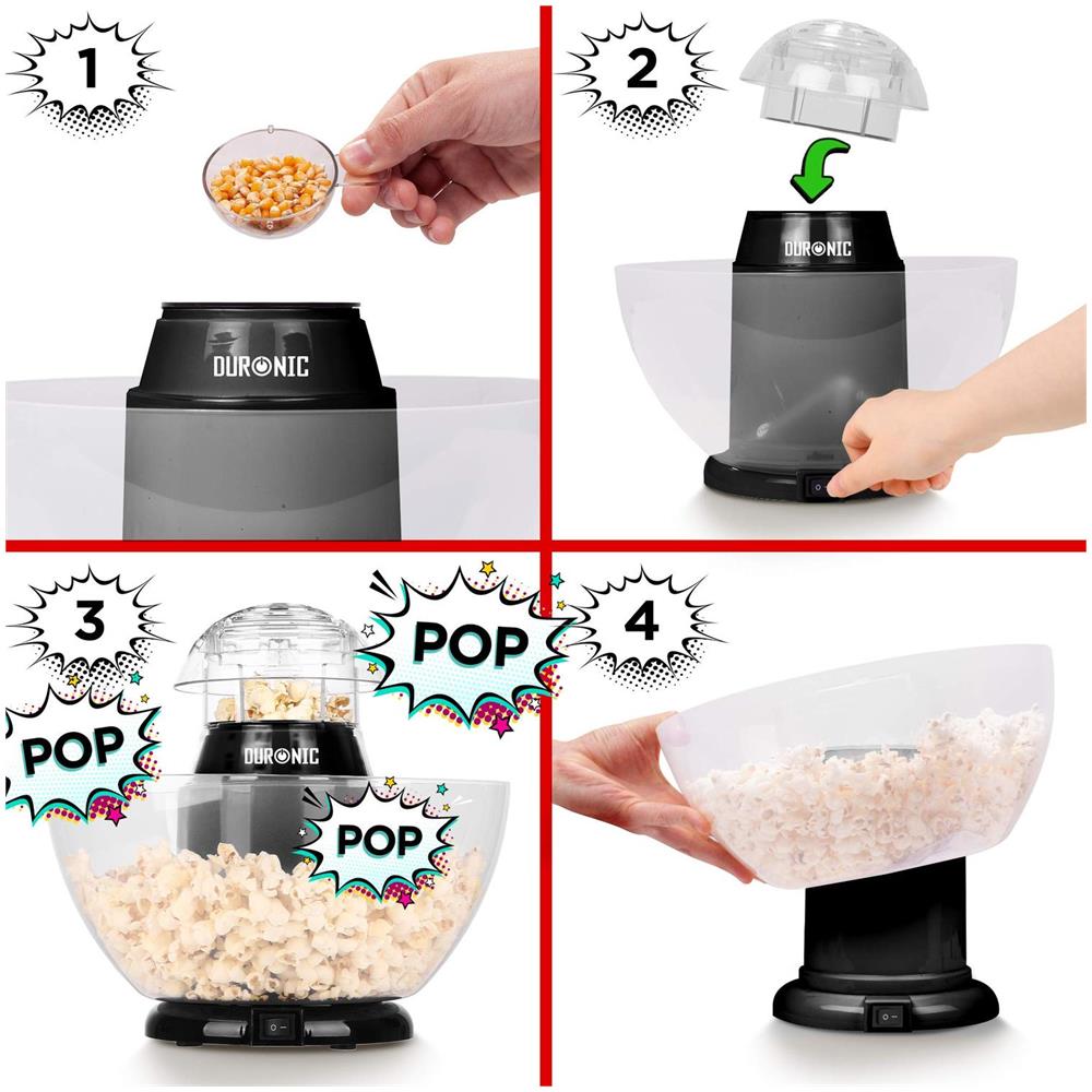 Pop50 We Macchina per Popcorn ad Aria Calda Potenza 1200 W Colore Nero - Foto 2