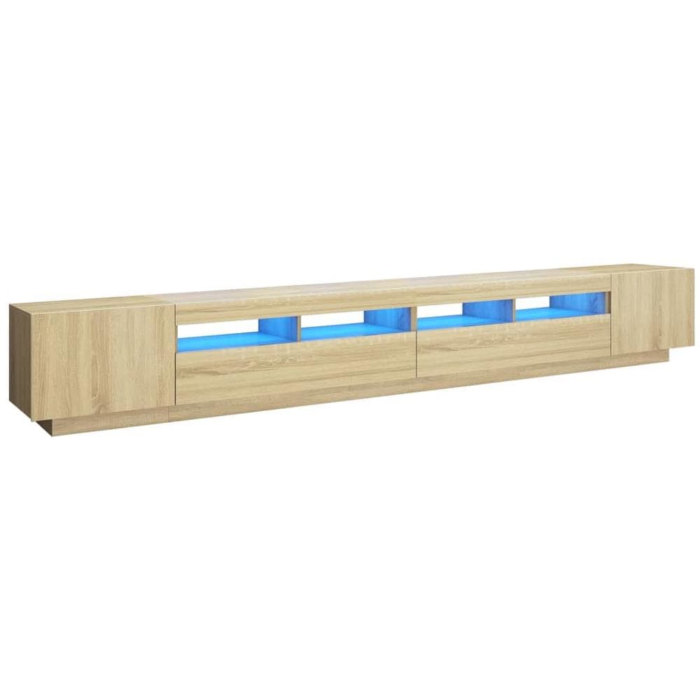 Mobile Porta TV con Luci LED Rovere Sonoma 300x35x40 cm - Foto 2