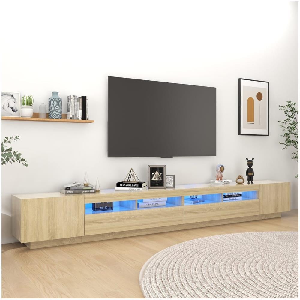 Mobile Porta TV con Luci LED Rovere Sonoma 300x35x40 cm - Foto 1