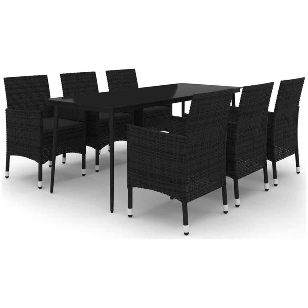 Set Da Pranzo Per Giardino 7 Pz Con Cuscini Polyrattan E Vetro - Foto 2