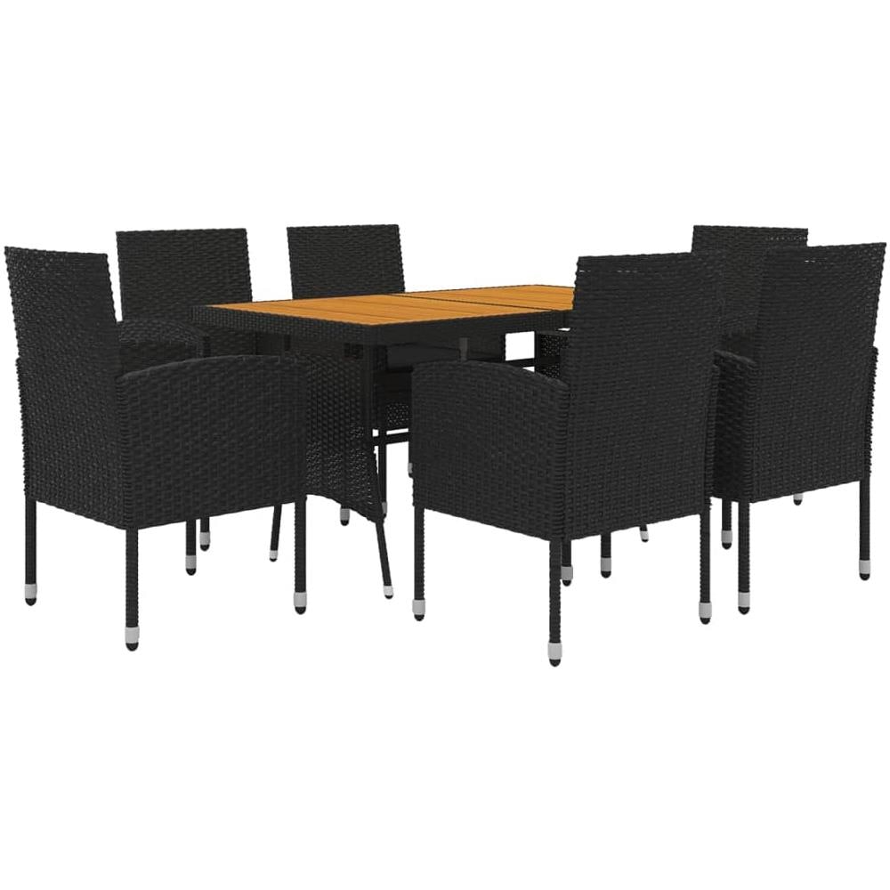 Set Da Pranzo Per Esterni 7 Pz In Polyrattan Nero - Foto 2