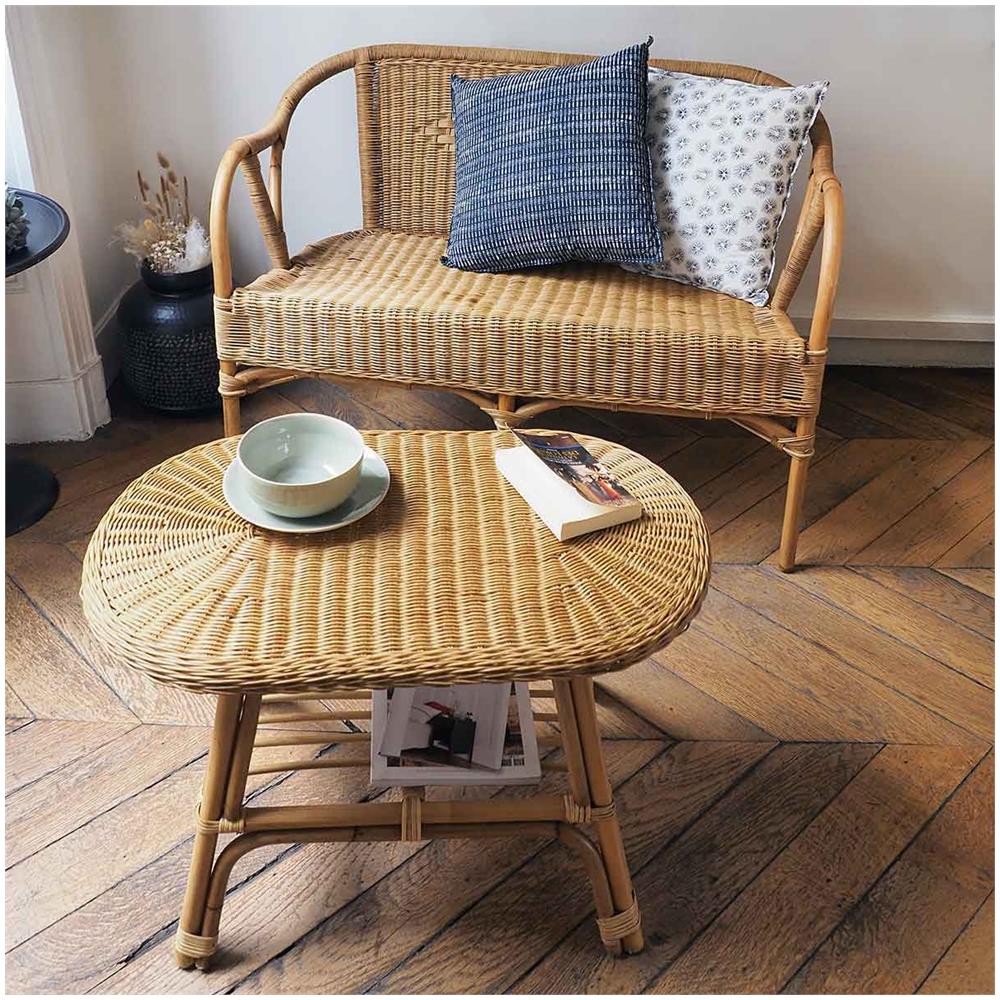 Bracciolo Da Panca Rattan Naturale - Foto 2