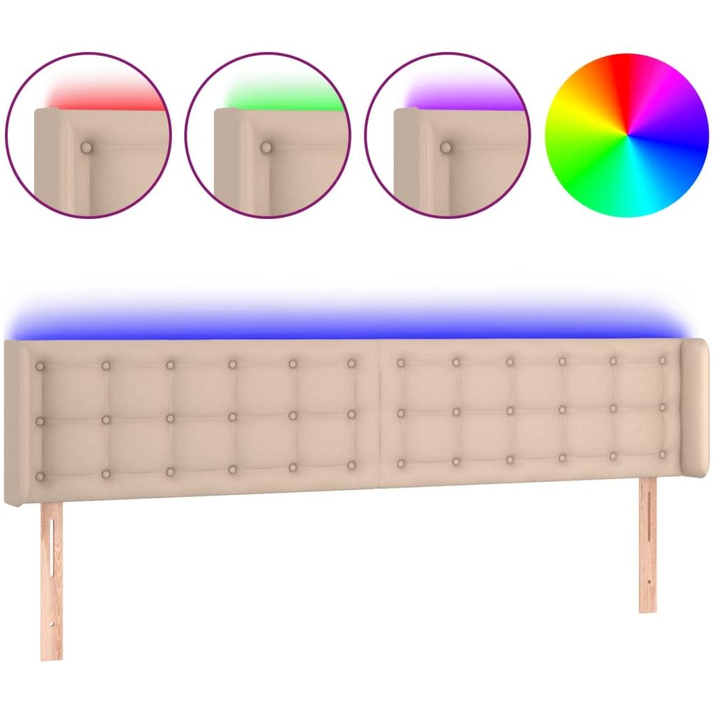Testiera Cappuccino A Led 203x16x78/88 Cm In Similpelle - Foto 2