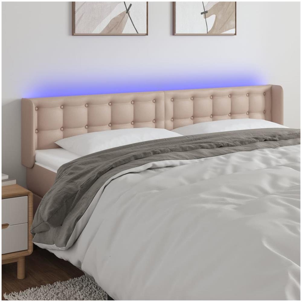 Testiera Cappuccino A Led 203x16x78/88 Cm In Similpelle - Foto 1