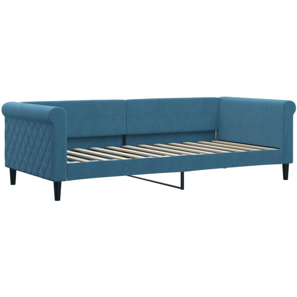 Letto Da Giorno Blu 90x200 Cm In Velluto - Foto 1