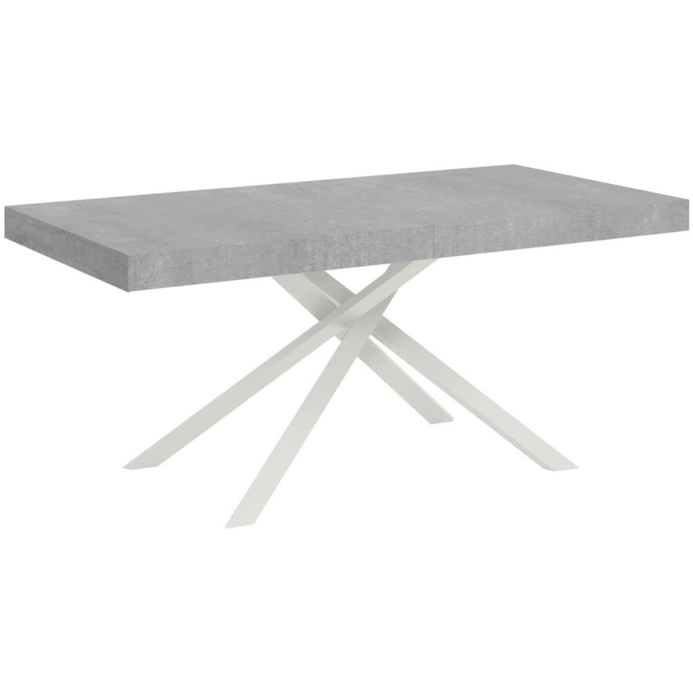 Tavolo allungabile 90x200/460cm Karida cemento gambe bianche - Foto 1