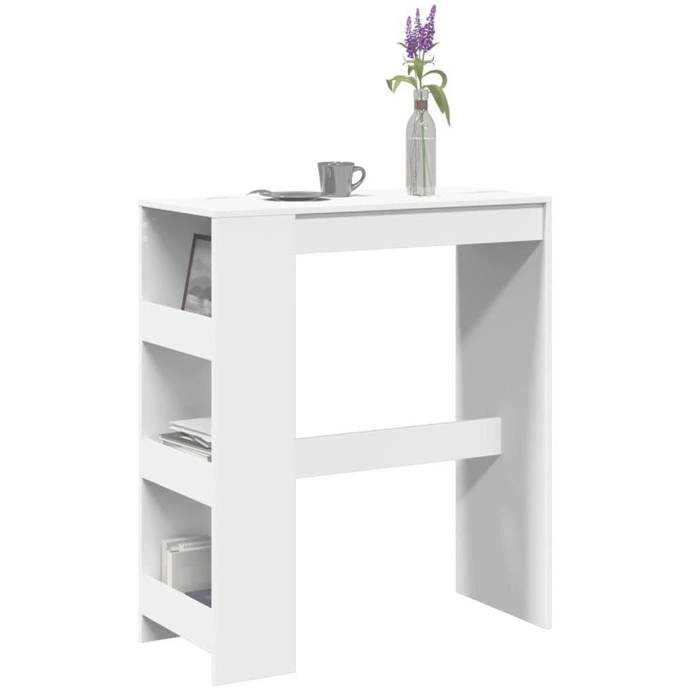 Tavolo Bar con Rastrelliera Bianco 90x40x103,5 cm Multistrato - Foto 2