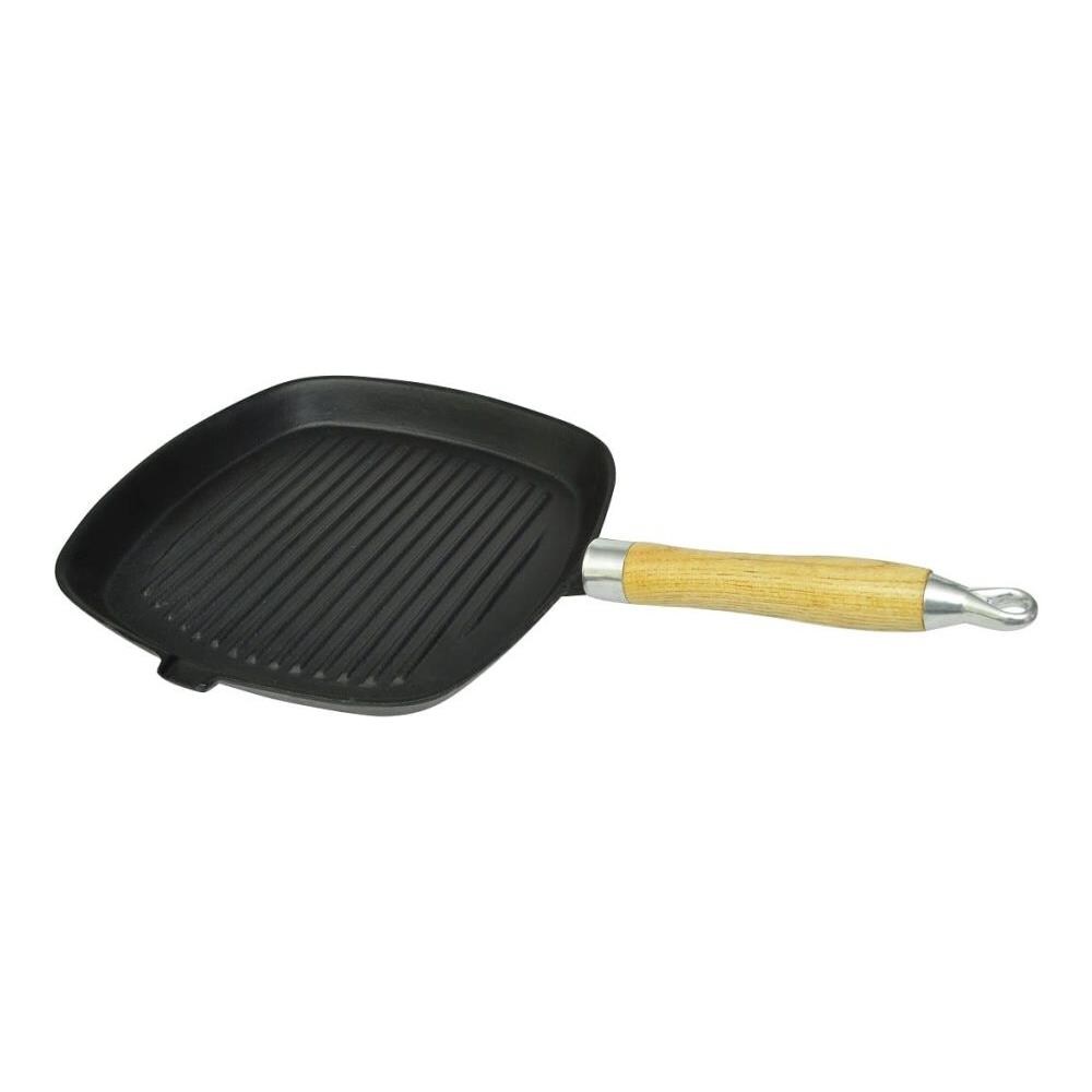Padella Griglia In Ghisa Piastra Scanalata E Manico Legno - Foto 2