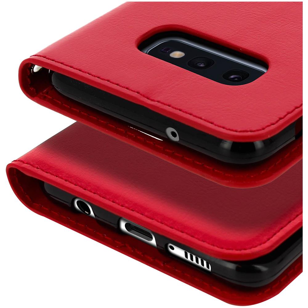 Custodia A Libro Galaxy S10e Portacarte Funzione Supporto - Rosso - Foto 5