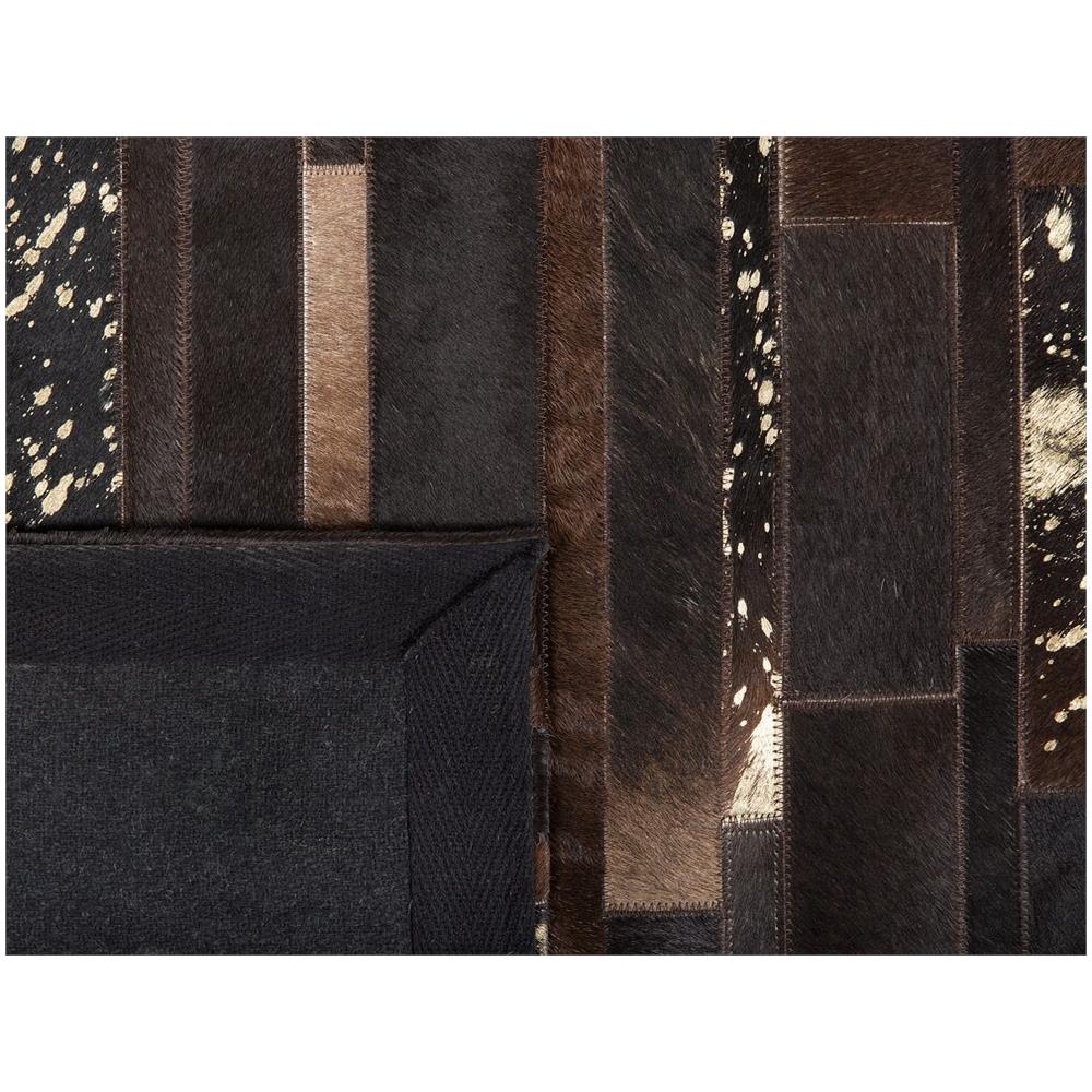 Tappeto Patchwork Nero E Oro In Pelle - 200x200cm - Artvin - Foto 14