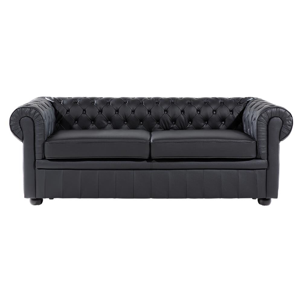 Set Di Divano E Poltrona In Pelle Nero Chesterfield - Foto 2