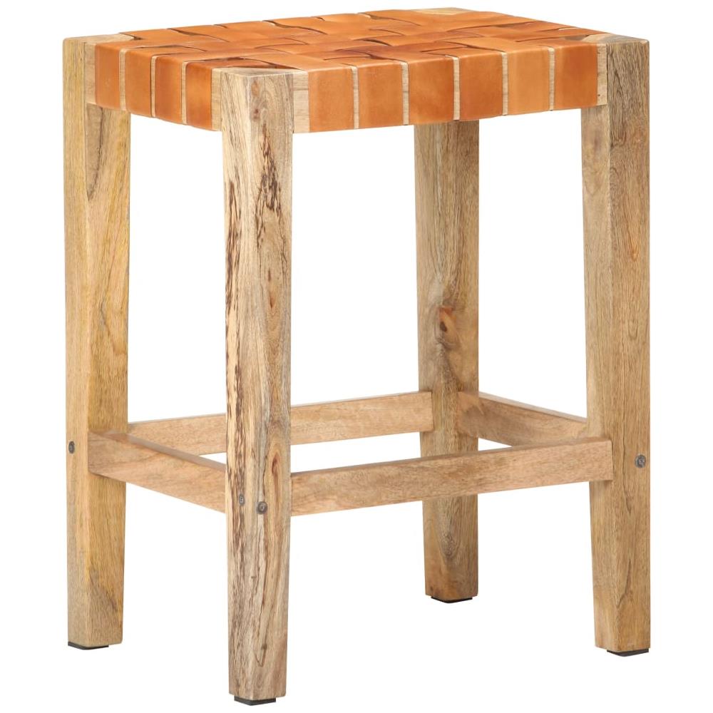 Sgabelli Da Bar 2 Pz Marroni In Vera Pelle 60 Cm - Foto 2