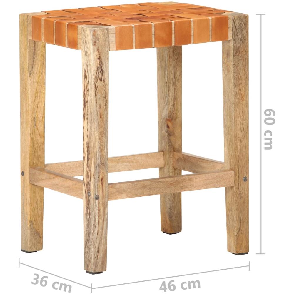 Sgabelli Da Bar 2 Pz Marroni In Vera Pelle 60 Cm - Foto 8