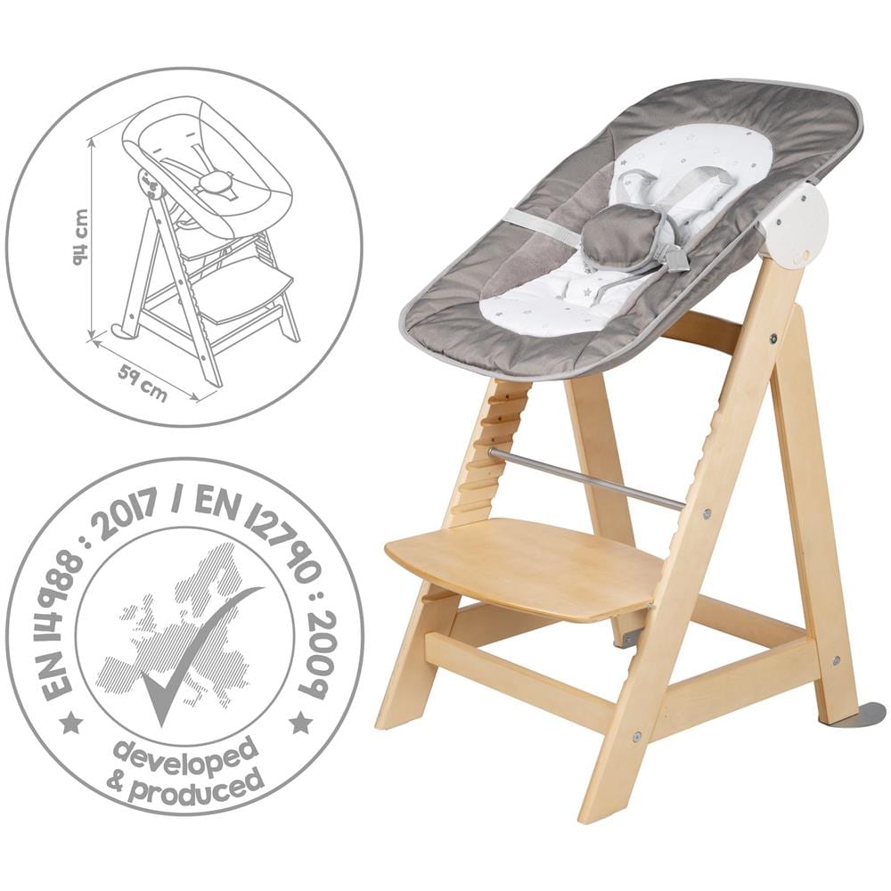 Seggiolone Born Up - Set 2in1 - Design tessile ""Sternenzauber"" - Funzione reclinabile - Naturale - Foto 8