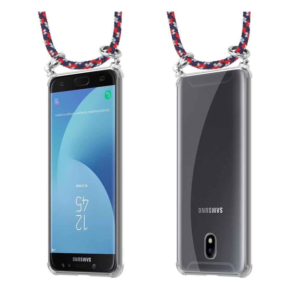 Catena Di Telefoni Cellulari Compatibile Con Samsung Galaxy J7 2018 In Rosso Blu Bianco - Coperchio Protettivo In Silicone Con Anelli D'argento, Cinturino In Corda E Custodia Staccabile - Foto 8