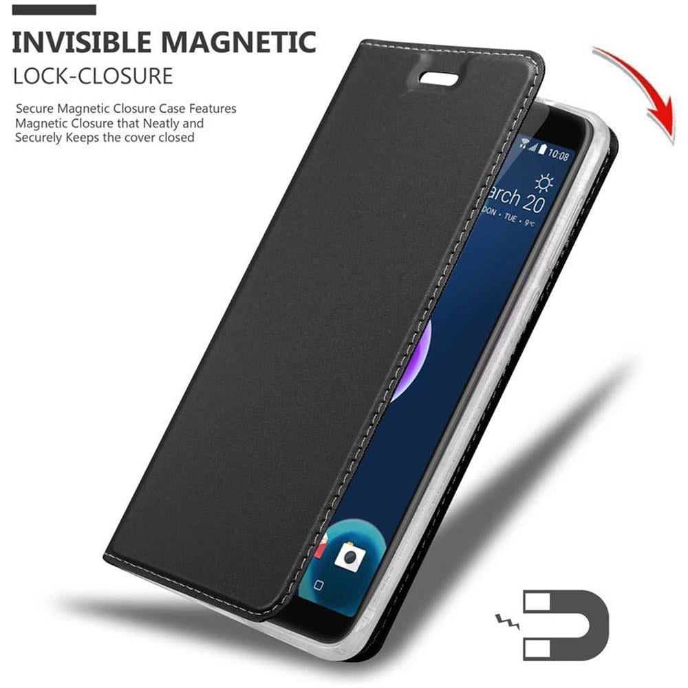 Custodia Compatibile Con Htc Desire 12 In Classy Nero - Coperchio Protettiva Con Chiusura Magnetica, Funzione Stand E Tasca Per Le Carte - Foto 8