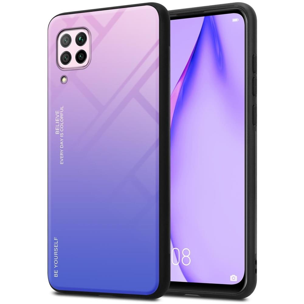 Custodia Compatibile Con Huawei P40 Lite / Nova 7i In Rosa - Blu - Coperchio Protettivo Bicolore In Vetro Temperato E Silicone Tpu - Foto 1