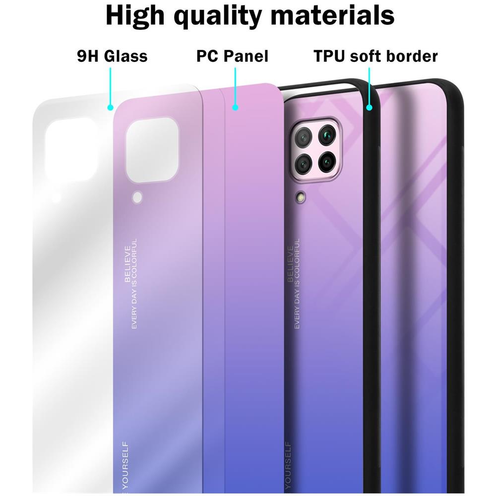 Custodia Compatibile Con Huawei P40 Lite / Nova 7i In Rosa - Blu - Coperchio Protettivo Bicolore In Vetro Temperato E Silicone Tpu - Foto 7