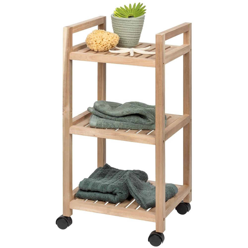 Portapacchi Bagno Acina Sedia A Rotelle Con Tre Ripiani, Legno Di Acacia, - Foto 7