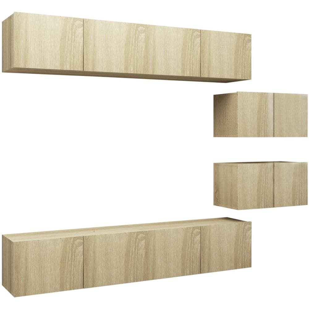 Set di Mobili Porta TV 6 pz Rovere Sonoma in Legno Multistrato - Foto 1