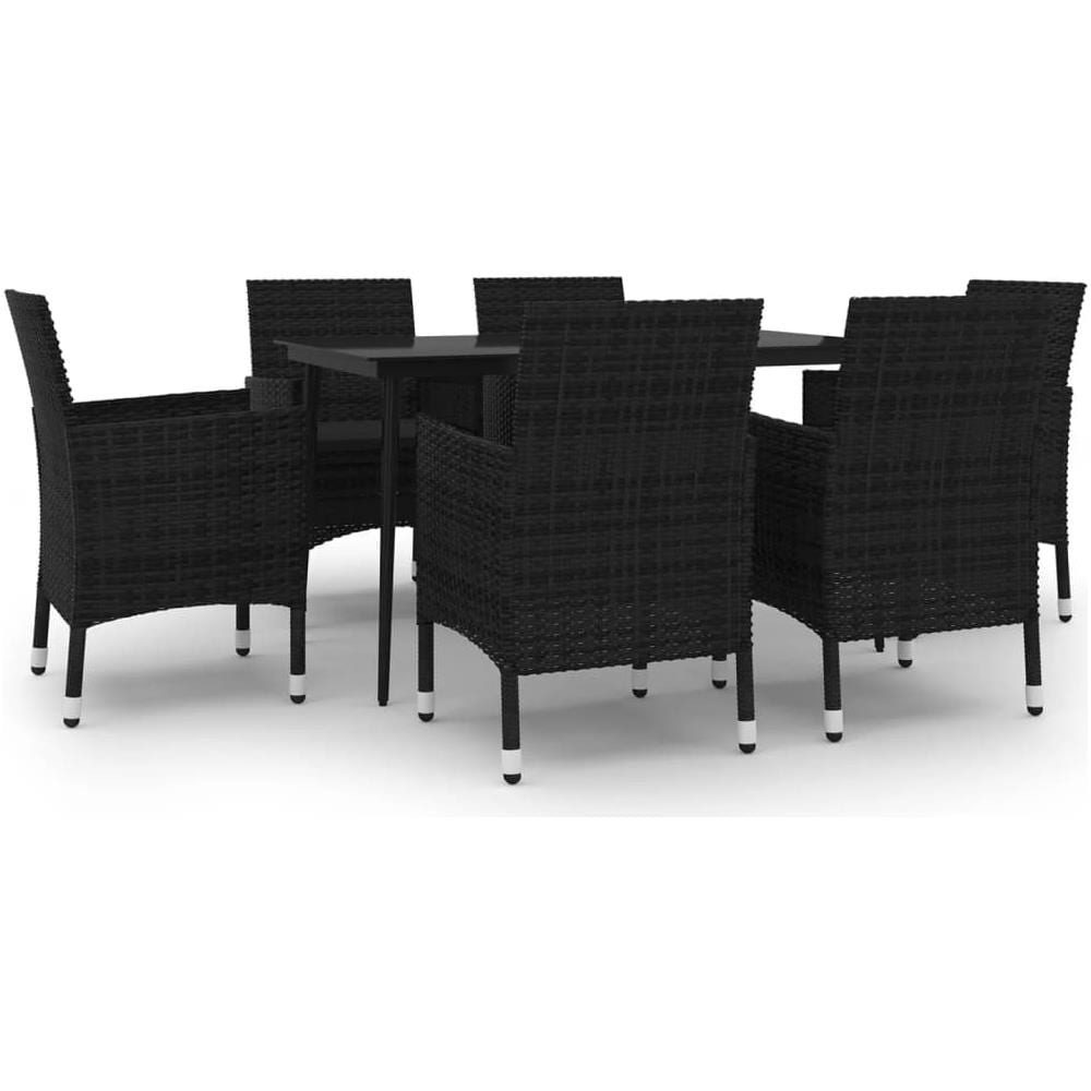 Set Da Pranzo Per Giardino 7 Pz Con Cuscini Polyrattan E Vetro - Foto 2