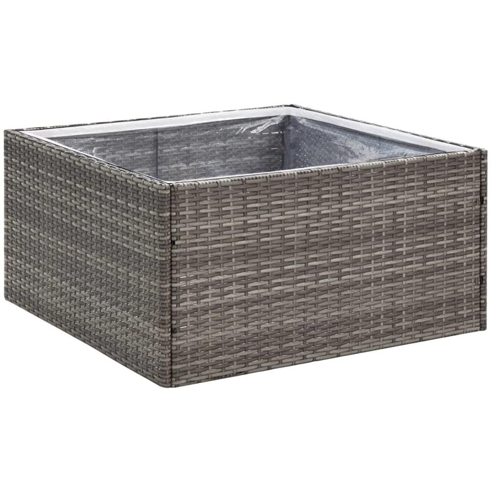 Fioriera da Giardino Grigia 80x80x40 cm in Polyrattan - Foto 1