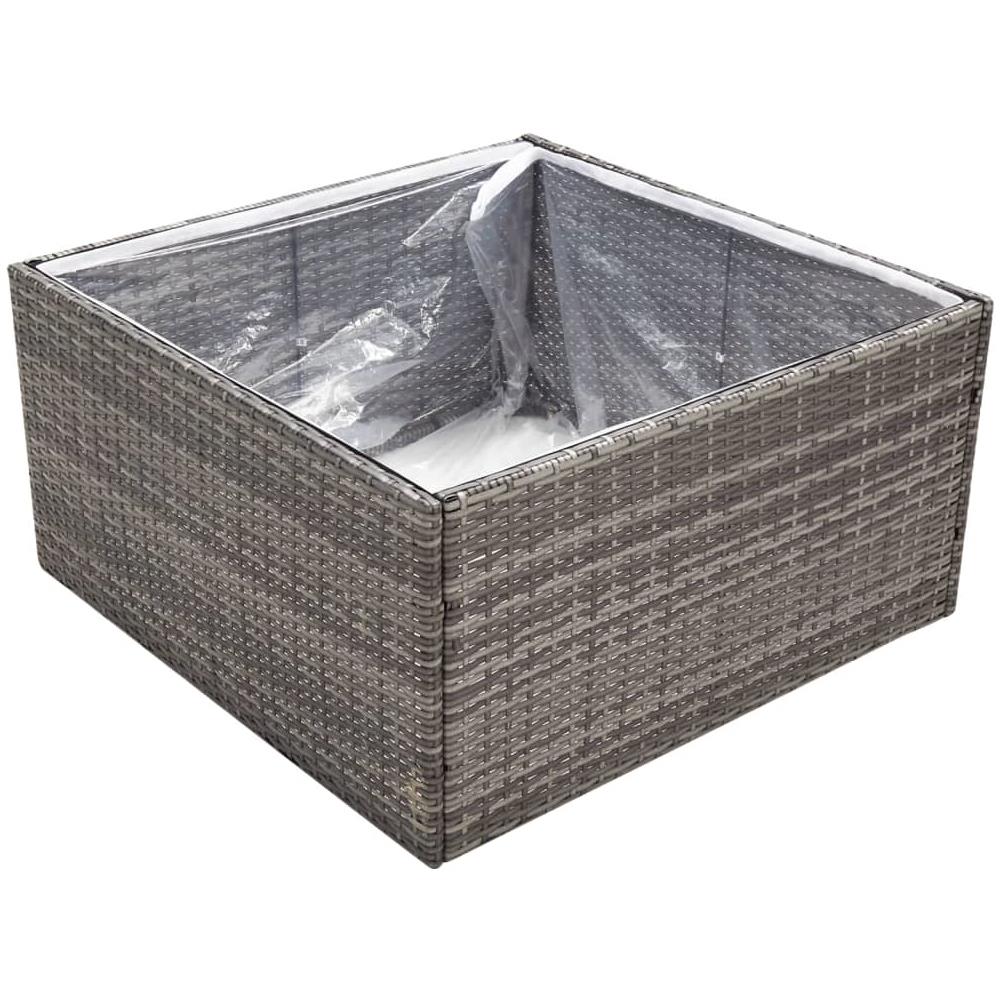 Fioriera da Giardino Grigia 80x80x40 cm in Polyrattan - Foto 2