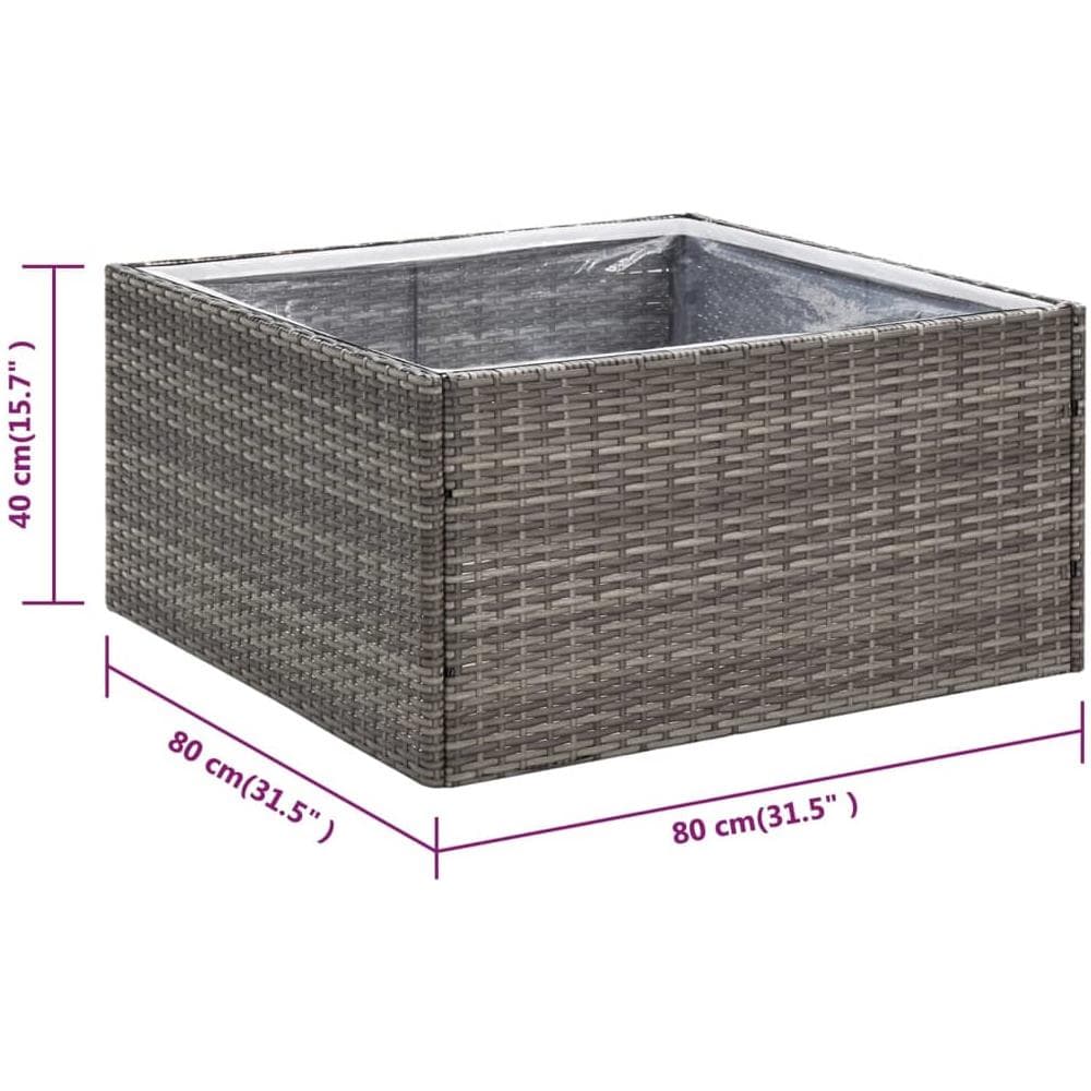 Fioriera da Giardino Grigia 80x80x40 cm in Polyrattan - Foto 5
