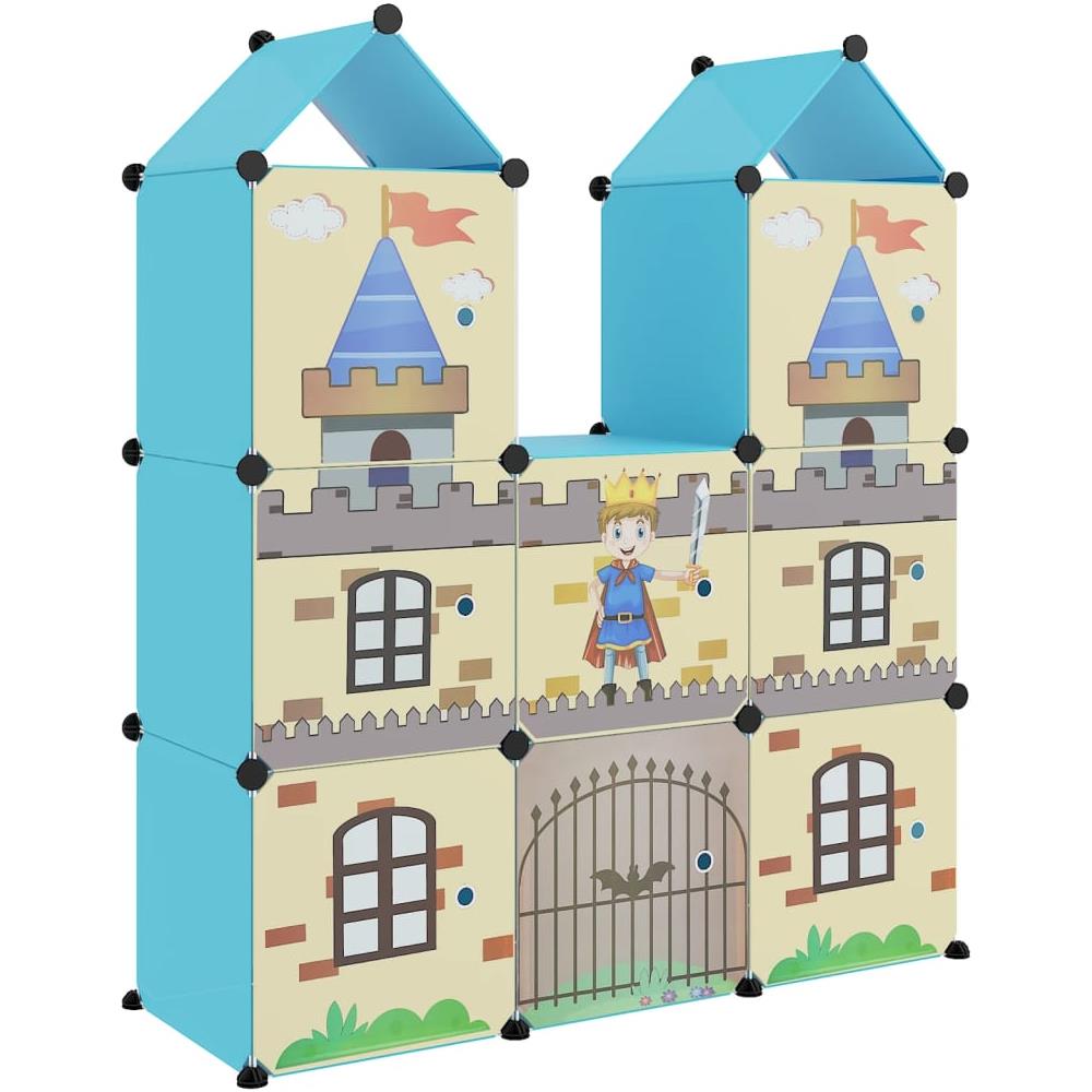 Scaffale Portaoggetti Per Bambini Con 8 Cubi Blu In Pp - Foto 2