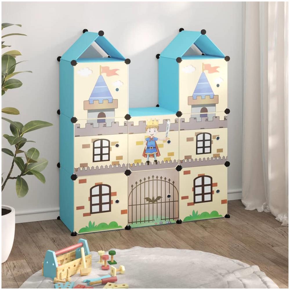 Scaffale Portaoggetti Per Bambini Con 8 Cubi Blu In Pp - Foto 1