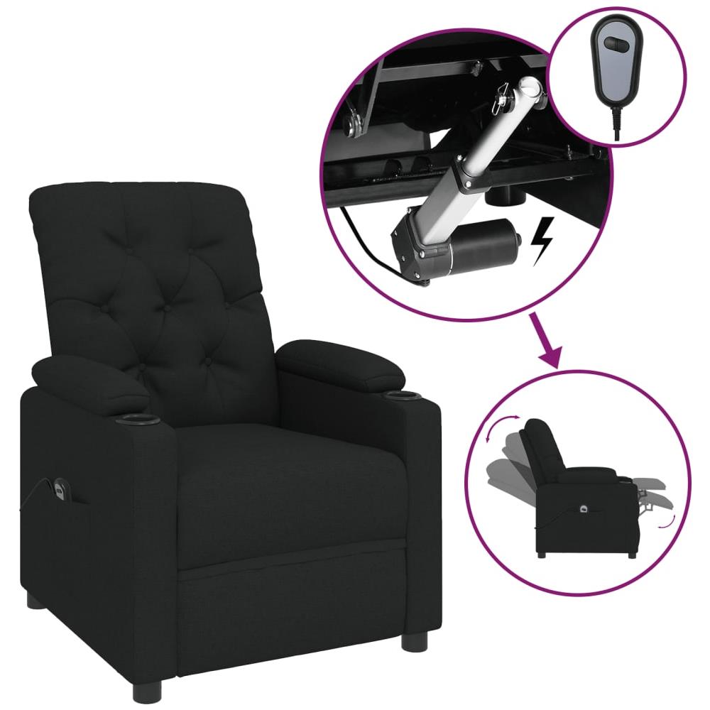 Poltrona Elettrica Reclinabile Nera In Tessuto - Foto 2