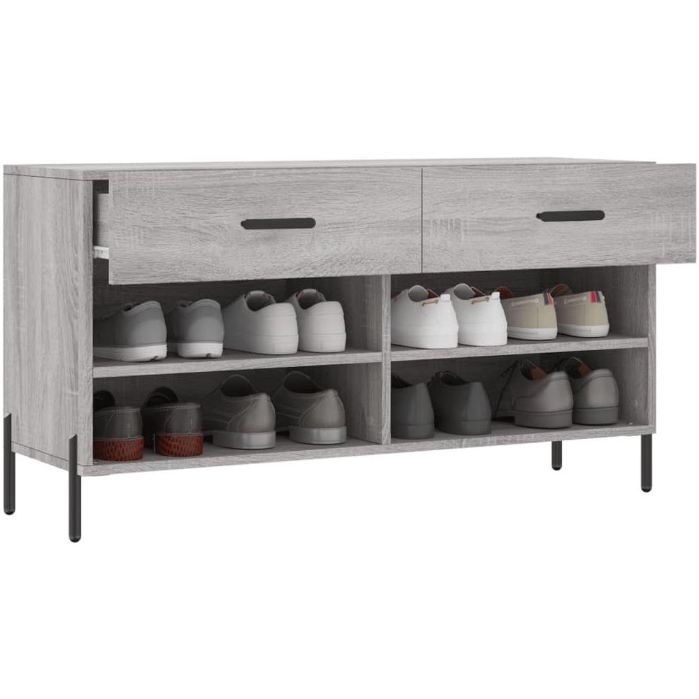 Panca Porta Scarpe Grigio Sonoma 102x35x55 Cm Legno Multistrato - Foto 2