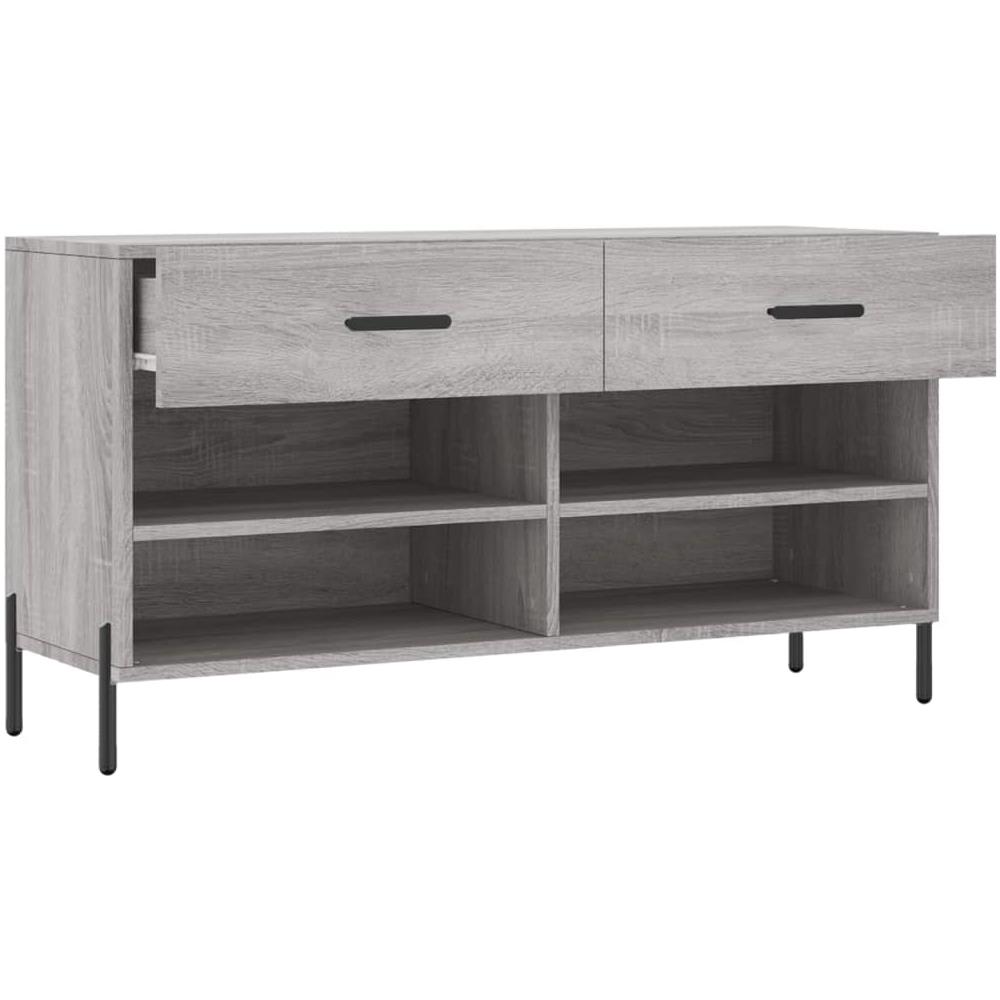 Panca Porta Scarpe Grigio Sonoma 102x35x55 Cm Legno Multistrato - Foto 10