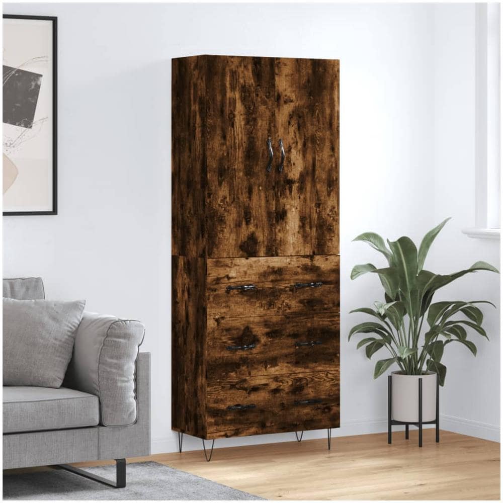 Credenza Rovere Fumo 69,5x34x180 Cm In Legno Multistrato - Foto 1