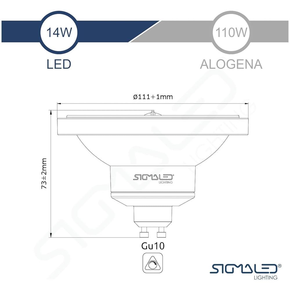 Faretto Led Dimmerabile Ar111 Gu10 14w (equivalente 110w Alogena) - Luce Led Bianca Naturale 4000k - 1000 Lumens - Spot Led Ar111 A Basso Consumo - Foto 1