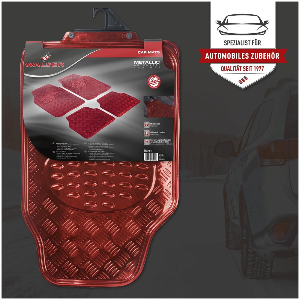 Tappetini In Gomma Per Auto Targa A Scacchiera Metallica Aspetto Rosso Maxi - Foto 7