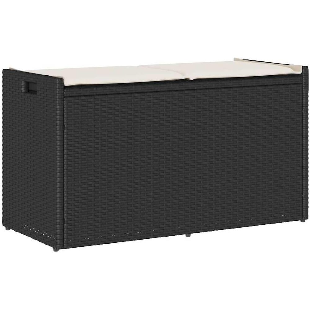 Cassapanca da Esterno con Cuscino Nera 100 cm in Polyrattan - Foto 1