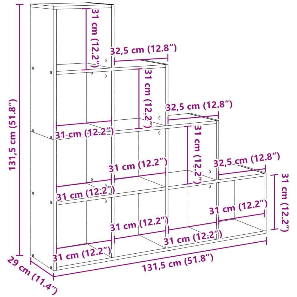 Libreria Divisorio 4 Ripiani Bianca 131,5x29x131,5cm Truciolato - Foto 10