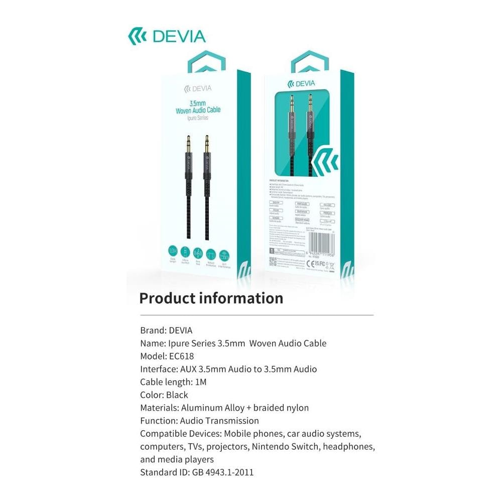 Cavo Audio Jack dorati 3,5 a 3,5 mm 1 Metro nero - Foto 5