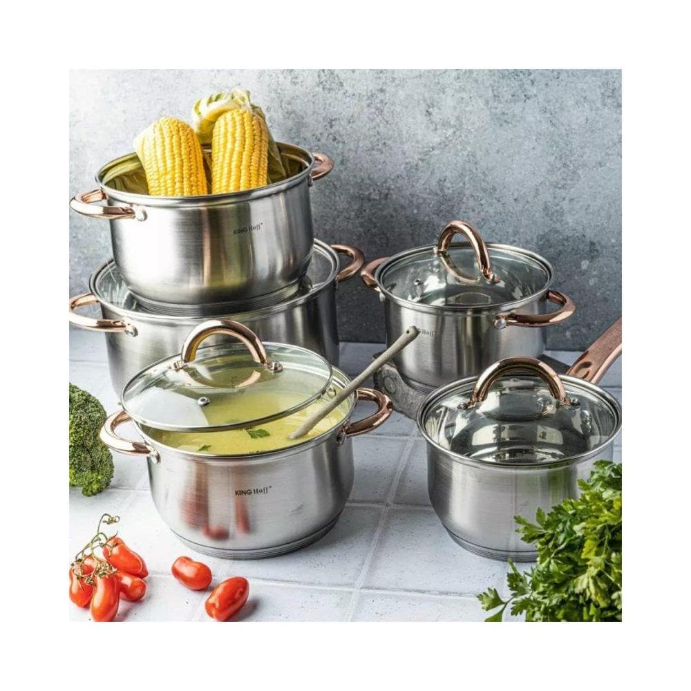 Set di pentole in acciaio inossidabile Kinghoff KH-1764 da 10 pezzi - Foto 2