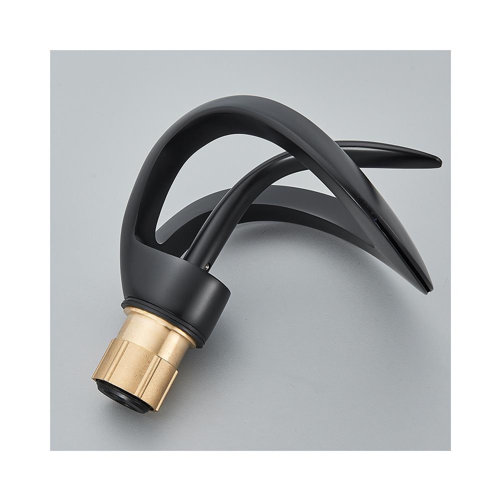 Rubinetto per lavabo da bagno, Blackswan, tipo M179, modello nero opaco con bocca a cascata, misura 15 cm - Foto 2