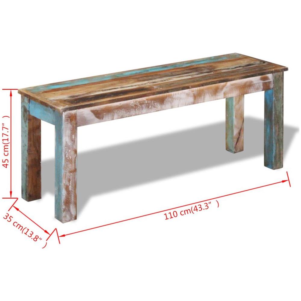 Panca In Legno Massiccio Di Recupero 110x35x45 Cm - Foto 16