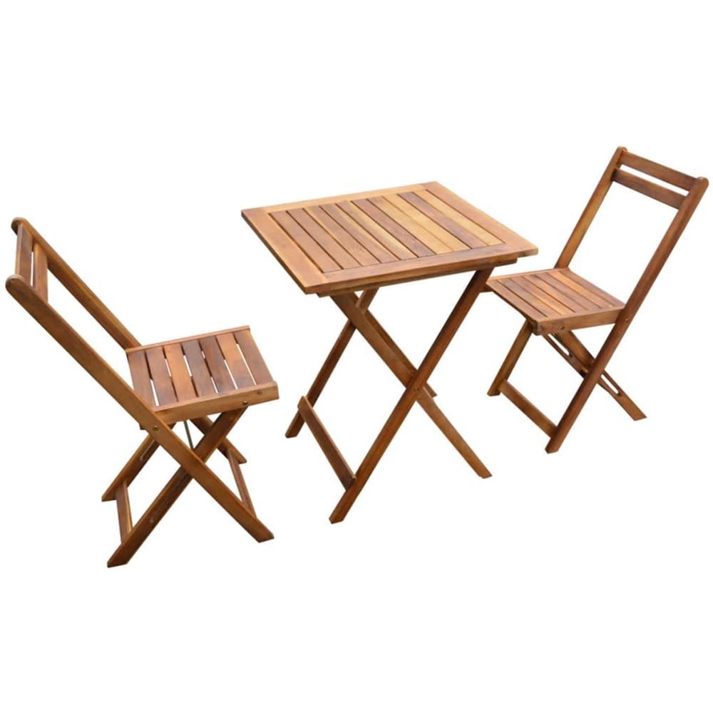 Set Da Bistrò 3 Pz In Legno Massello Di Acacia - Foto 1