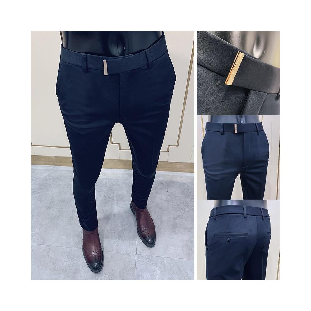 SLOWMOOSE - Pantaloni Eleganti Da Uomo Alla Caviglia Abiti Formali Casual  Sottili [ blu Marino / 28] - ePRICE