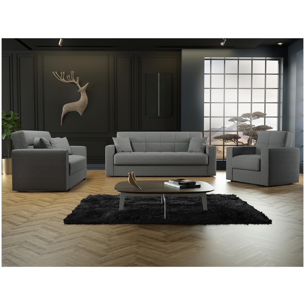 Divano Letto Contenitore A 3 Posti, 212 X 80 X 87h Cm, Color Grigio - Foto 2