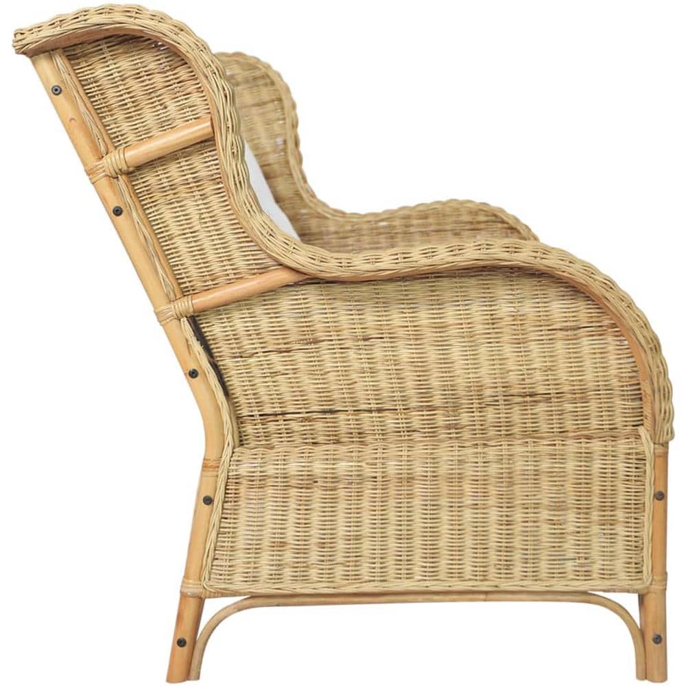 Divano a 2 Posti in Rattan Naturale e Lino - Foto 3